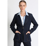 Blazer Denim Estampado Azul Liola