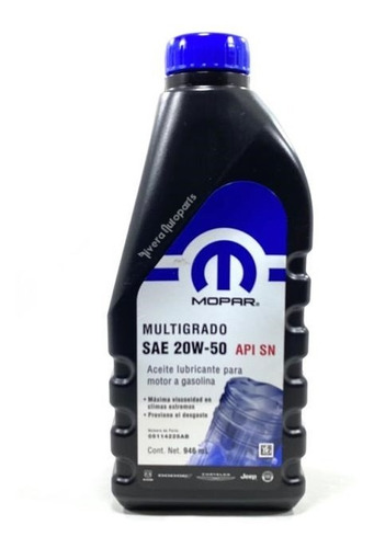 Aceite Para Motor 20w50 1lt Original Mopar Dodge Fiat Ram