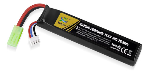 Batería Airsoft 11.1v Recargable 3s Lipo 2000mah 30c Hobby B