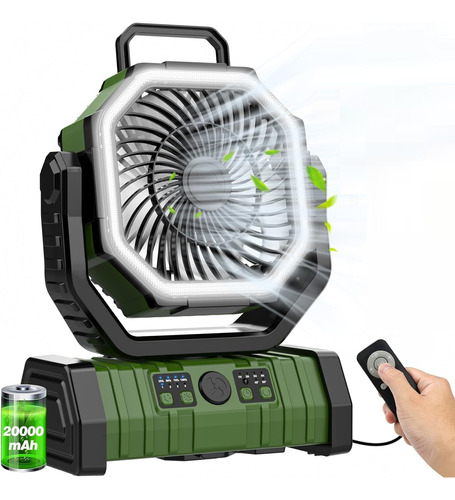 Ventilador De Camping Con Linterna Led, 20000 Mah, Recargabl