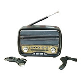 Rádio Retro Mini Com Bluetooth Am Fm Pen Drive Mp3 Cor Preto