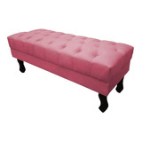 Puff Recamier Baú 1,20m Suede Rosa Armazenador De Brinquedos