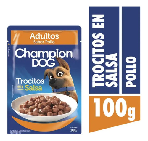 Champion Dog Adulto Pollo Trocitos En Salsa 100gr