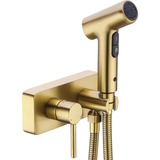 Bidet Portatil Para Inodoro Montaje En Pared - Dorado Mate 