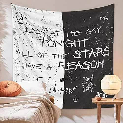 Tapestry Hip Hop Estrellas En Blanco Y Negro 60'' X 50''