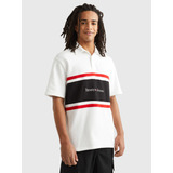 Polo Oversize Rugby Color Block Hombre Tommy Jeans Blanco