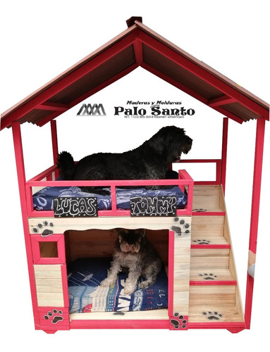 Casas Para Perros (80x70cm) Tipo Terraza Y Sobretecho+nombre