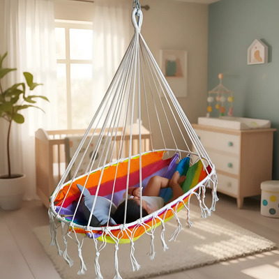 Hamaca Para Bebé Ovalada Malla Nylon Artesanal