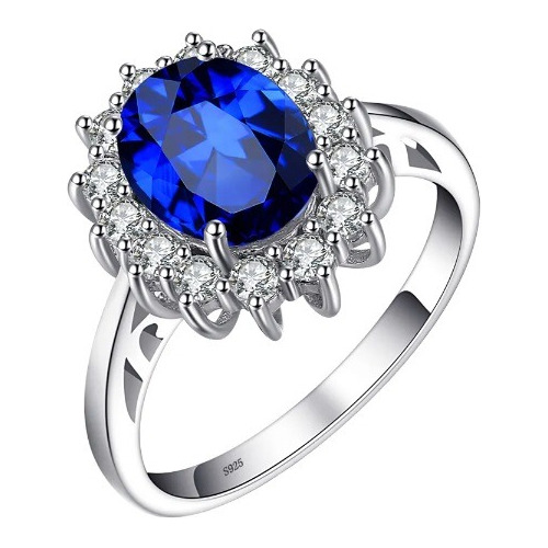 Anillo Piedra Compromiso Mujer Gema Azul Diseño Elegante