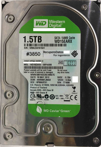 Wd Wd15earx-00pasb0 1500gb Sata - 04374 Recuperodatos