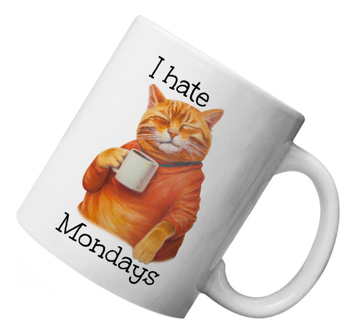 Taza Michi Gato Con Sueño I Hate Mondays (odio Los Lunes)