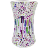 Porta Vela Castiçal Mosaico De Vidro Colorido Craquelado Vaso Decorativo Para Flores Sj