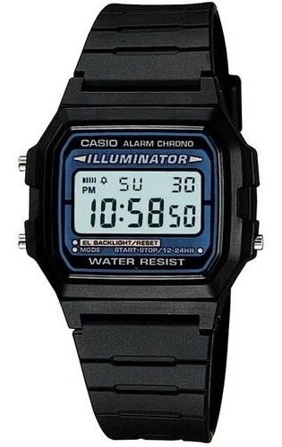 Reloj Casio F-105w-1a Hombre Vintage Clasico Iluminator