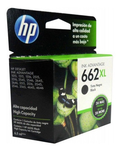 Cartucho Hp 662 Xl Negro 3545 3546 4645 4646