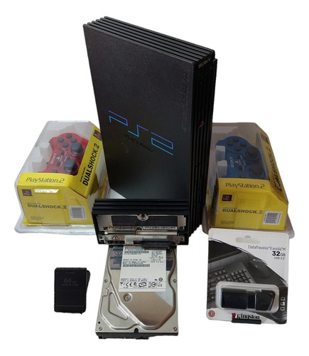 Ps2+2 Dualshock+mc[fmcb+opl]+adaptador Sony+hdd 1tb+usb32gb