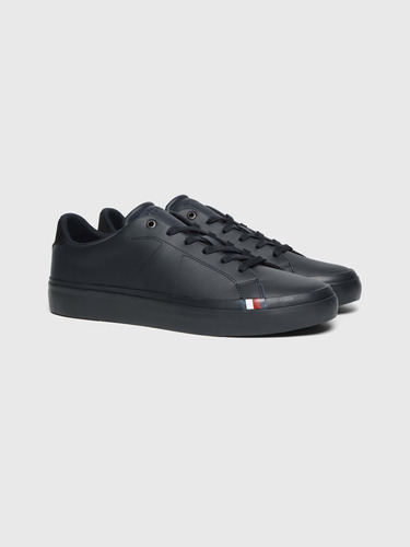 Tenis De Piel Azul De Gama Alta Th De Hombre Tommy Hilfiger