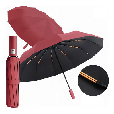 Guarda Chuva Automático Reforçado Abre E Fecha Mais Forte Cor Vermelho Liso