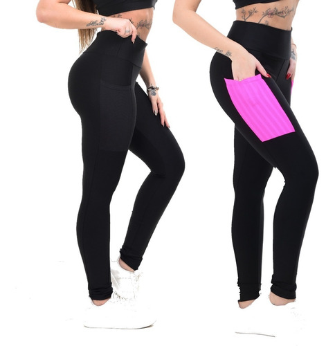 Kit 2 Calça Legging Feminina Esportiva Academia Com Bolso