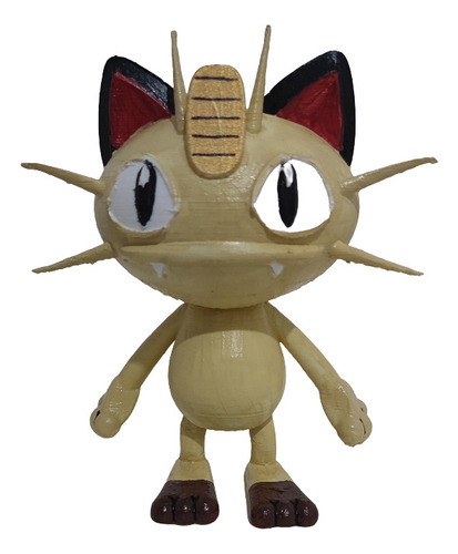 Figura Pokemon Meowth Impresa 3d Pintada A Mano 13cm