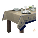 Toalha De Mesa 6 Lugares Quadrada Premium Linhão 1,40x2,10m Cor Flor De Lis