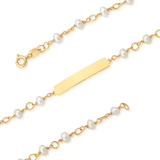 Pulseira Ouro 18k 750 Bebê Chapinha De Pérolas Biwas 13cm