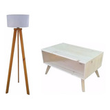 Lampara Y Mesa Ratona Living Retro Vintage Pino 70x50