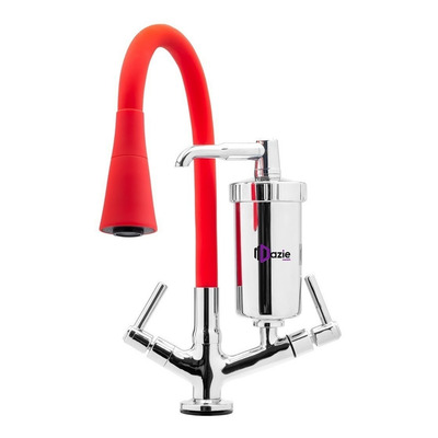 Torneira Com Filtro Gourmet Bancada Mesa Bica Flexível Giratório Cone Pia Cozinha 2 Modos De Jato Silicone Emborrachada 1/4 De Volta Cone Vermelho Pro Saúde Blindado Luxo - Dazie Metais