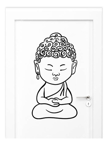 Adesivo Para Porta Buda Meditando