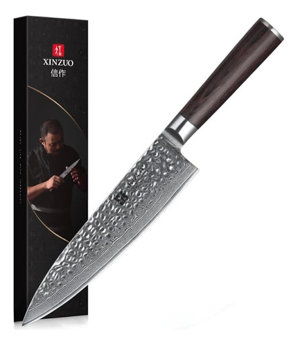 Cuchillo Xinzuo Acero Damasco Japonés 8 Pulgadas Premium