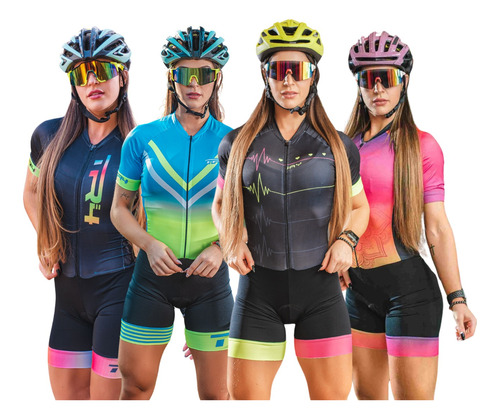 Macaquinho Ciclismo Feminino Macacao Roupa Bolso Gel Top**