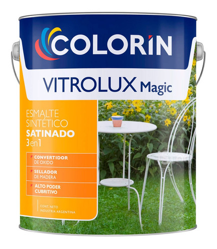 Esmalte Sintetico Blanco Vitrolux Magic Colorin Sat 4 Litros Acabado Satinado
