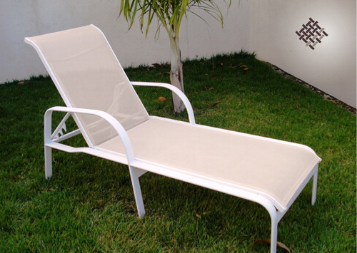 Conjunto Espreguiçadeira Chaise Paris Piscina Alumínio Tela