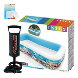 Combo 1 Piscina Familiar + Inflador De Pie + Parches Intex