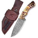 Cuchillo Hecho A Mano Bg, Acero De Damasco, 24,1cm, C/ Funda