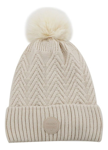 Gorro Mujer Trendy Lana Pompon Piel Moda Urbana Invierno 