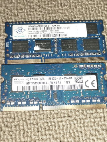 Memoria Ram Portátil Ddr3 Pc3 12800s 2 X 4 Gb