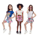 Kit 12 Shorts Saia Diva Infantil Calor Meninas Luxo Princesa
