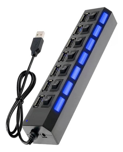 Adaptador Hub Usb 2.0 7 Portas Com Luz Em Cada Porta