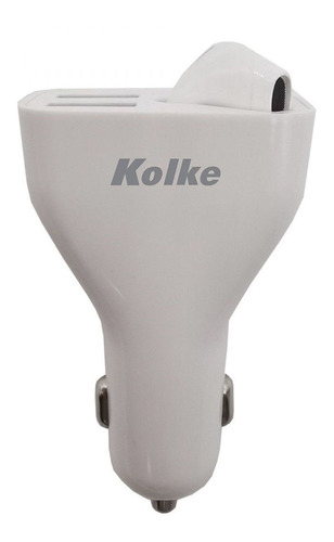 Kolke Cargador Auto Doble Usb + Auricular Bluetooth Blanco