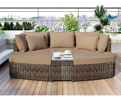 Mueble Terraza 6 Piezas Rattan, Mesa, Cojines. Compatible Co