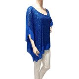 Blusa Brillo Fiesta Poncho Talles Grandes Especiales