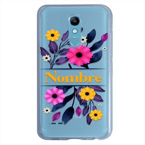 Funda LG  Antigolpes Flores Personalizada Con Nombre