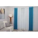 Cortina Paris Duo Oxford 600x230 Duas Cores Sala/quarto Cor Azul-turquesa