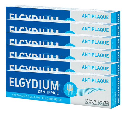 Pack 6 Elgydium Antiplaca Pasta Dental 75ml Dentifrico Placa