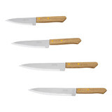 4 Cuchillos Para Chef, Mango De Madera 5, 6, 7 Y 8 Pulgadas.