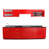 Cocina Integral Moderna Dominica Izquierda Parrilla 3m Roja