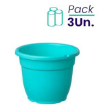 Pack X3u Maceta Plástica Redonda Edén 20cm Balcon Gemplast Color Celeste