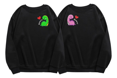 Duo Sudaderas Para Pareja Dinosaurios Bordadas