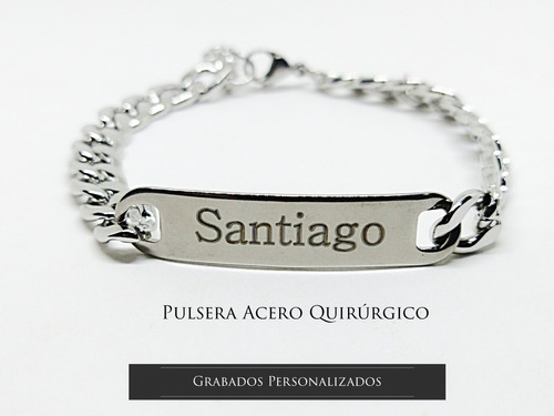 Pulsera Hombre Grabado Personalizado  Nombre Y Fecha 