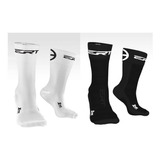 Kit Meia Ciclismo Ert  1 Par Branca E 1 Par Preta Bike Mtb